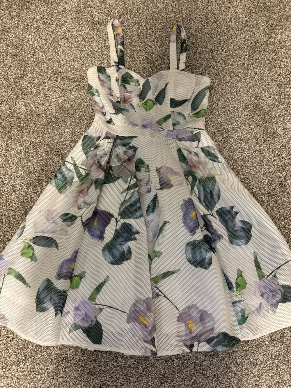 Floral White Mesh Dress